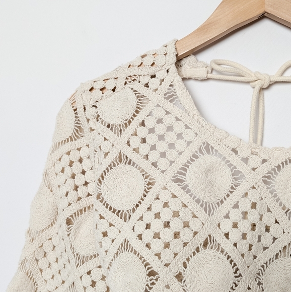 NWT ANDREA IYAMAH Hira Crochet Top in Chalk Crop Cover Up S Small - Picture 9 of 12